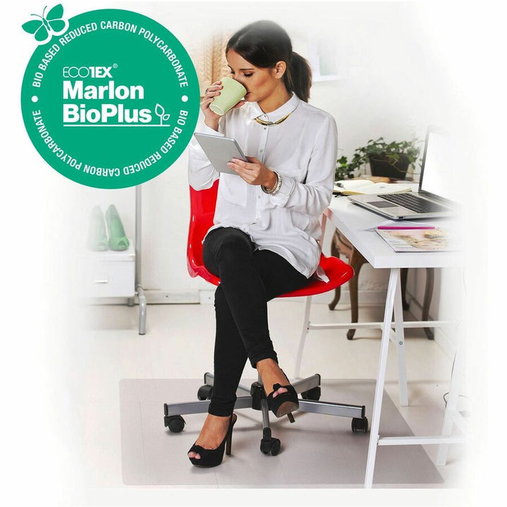 Image of Floortex® Ecotex Marlon BioPlus Rectangular Polycarbonate Chair Mat for Hard Floors, Rectangular, 35" w x 47" l, Clear