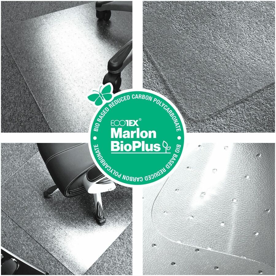 Image of Floortex® Ecotex Marlon BioPlus Rectangular Polycarbonate Chair Mat for Hard Floors, Rectangular, 35" w x 47" l, Clear