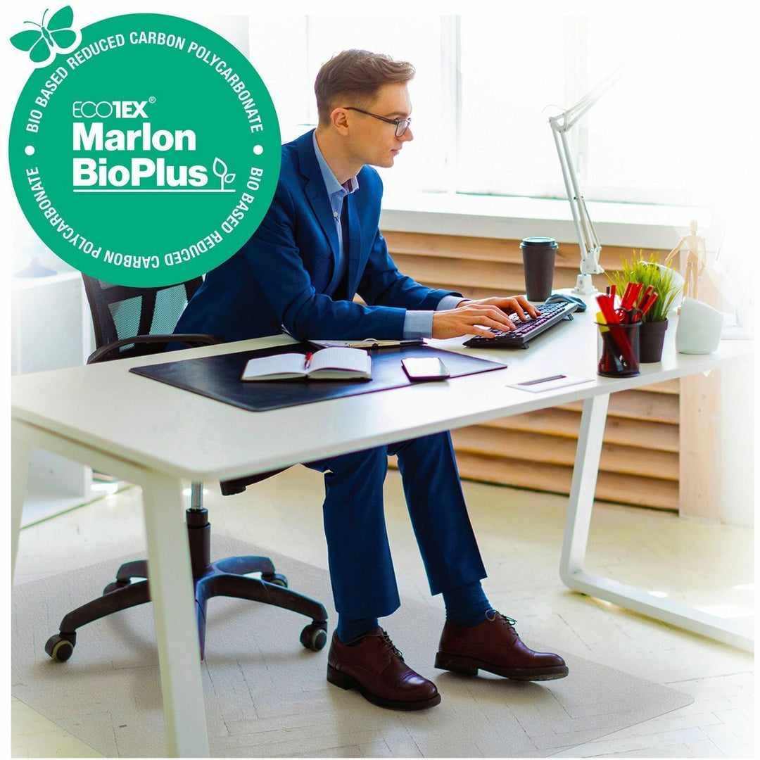 Image of Floortex® Ecotex Marlon BioPlus Rectangular Polycarbonate Chair Mat for Hard Floors, Rectangular, 35" w x 47" l, Clear