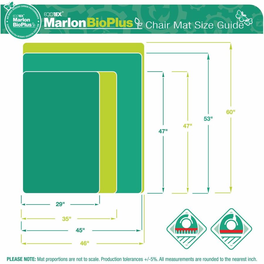 Image of Floortex® Ecotex Marlon BioPlus Rectangular Polycarbonate Chair Mat for Hard Floors, Rectangular, 35" w x 47" l, Clear