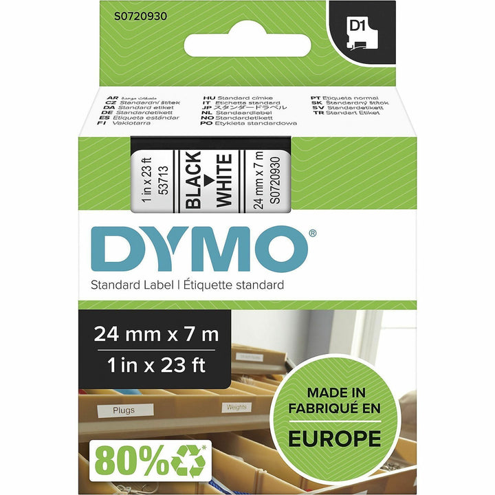 Image of DYMO® Label Tape,f/DYMO Labelmakers,1"x23',Black/White
