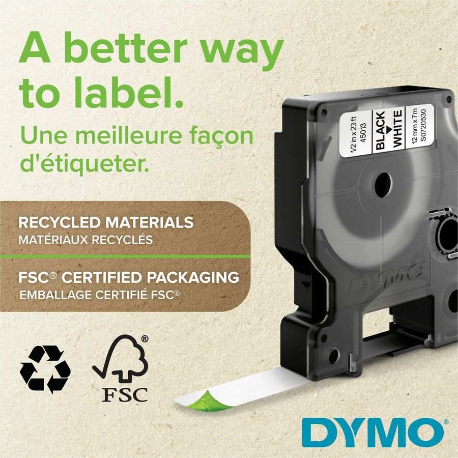 Image of DYMO® Label Tape,f/DYMO Labelmakers,1"x23',Black/White