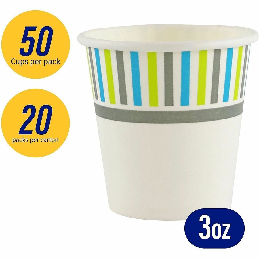 Image of Genuine Joe 03161CT 3 oz Cold Cups, 50 / Pack, 20 / Carton, White, Paper, Cold, Beverage
