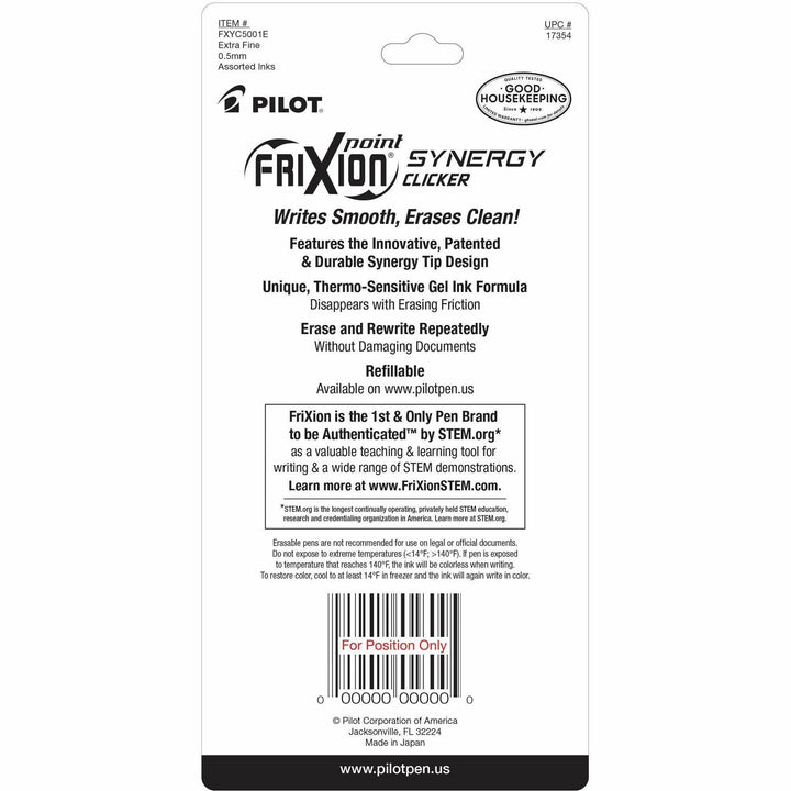 Image of Pilot® FriXion Synergy Clicker Erasable Gel Pen, Retractable, Extra-Fine 0.5 mm, Assorted Ink and Barrel Colors, 5/Pack