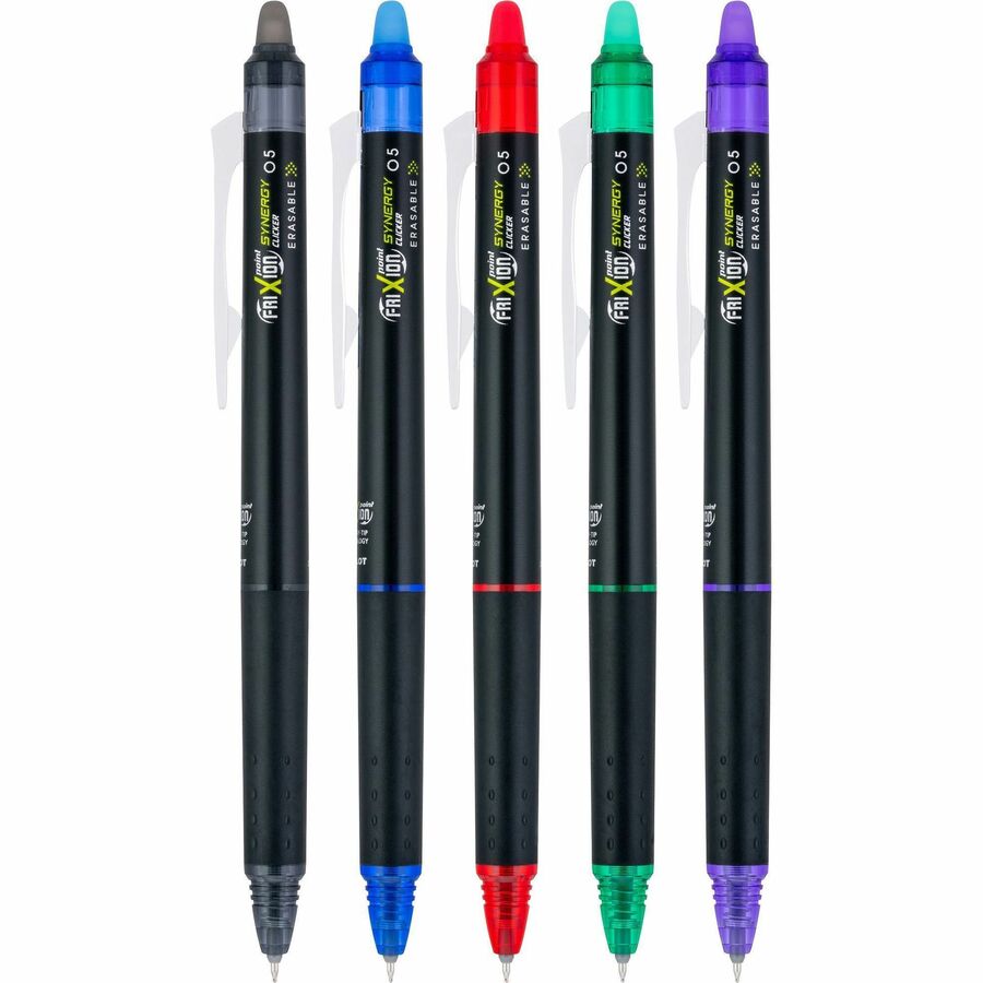 Image of Pilot® FriXion Synergy Clicker Erasable Gel Pen, Retractable, Extra-Fine 0.5 mm, Assorted Ink and Barrel Colors, 5/Pack