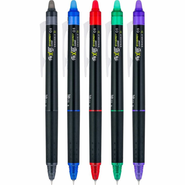 Image of Pilot® FriXion Synergy Clicker Erasable Gel Pen, Retractable, Extra-Fine 0.5 mm, Assorted Ink and Barrel Colors, 5/Pack