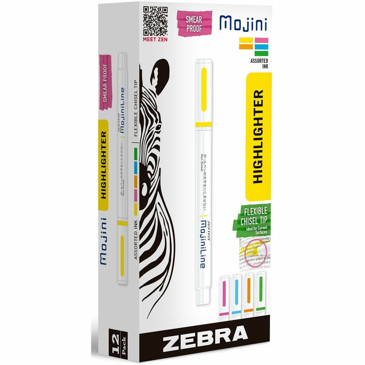 Image of Zebra Pen 70200 Mojini Single Ended Highlighters, Assorted Ink, Water Based, 12 / Dozen