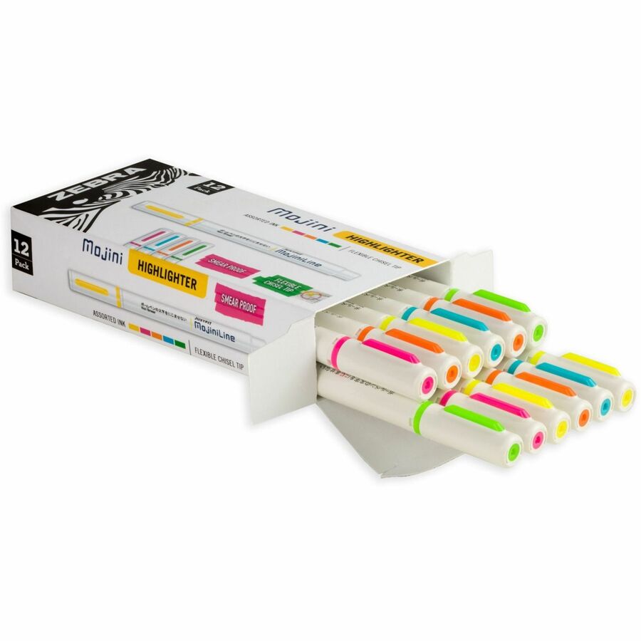 Image of Zebra Pen 70200 Mojini Single Ended Highlighters, Assorted Ink, Water Based, 12 / Dozen