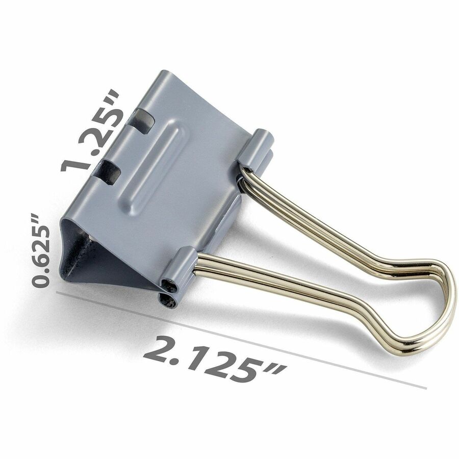 Image of Officemate Binder Clips,Effortless,Med,5/8" Capacity,1-1/4"W,12/BX,GY
