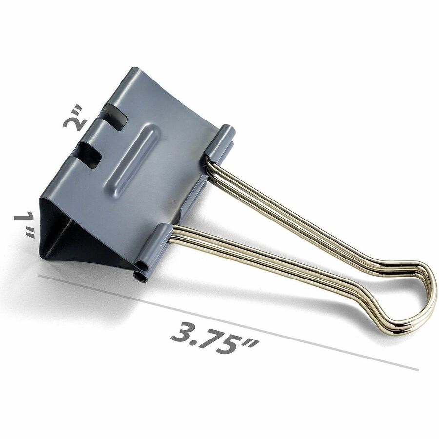 Image of Officemate Binder Clips,Effortless,Large,1" Capacity,2"W,1/BX,12/BX,GY