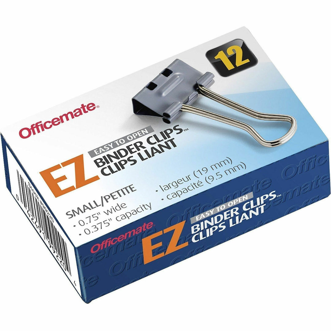 Image of Officemate Binder Clips,Effortless,Small,3/8" Capacity,3/4"W,12/BX,GY