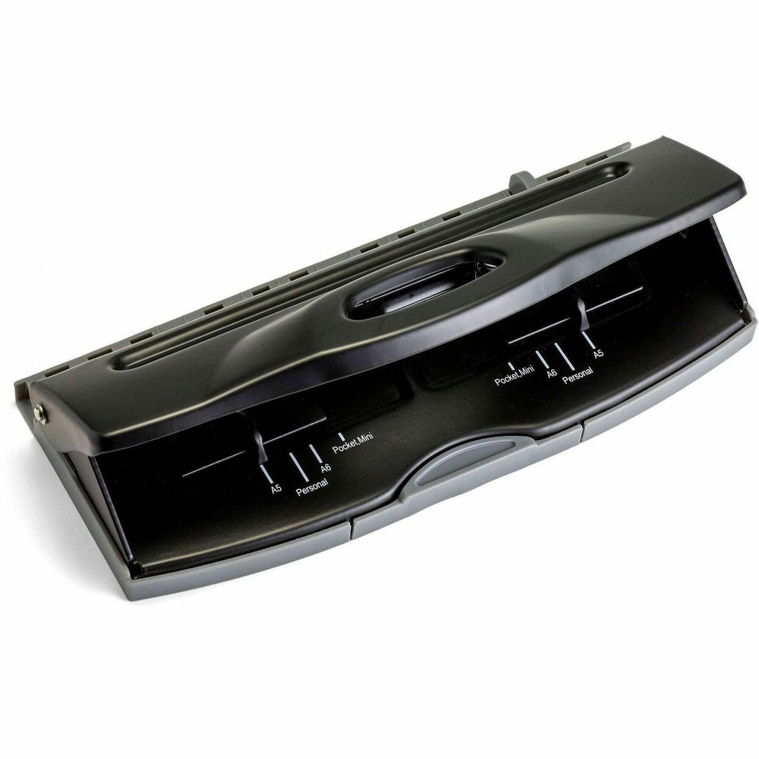 Image of Officemate 90160 Diary 6-Hole Punch, Black, 8 Sheet, Steel, 3.6" W x 1.9" Height, Black, 1 Each