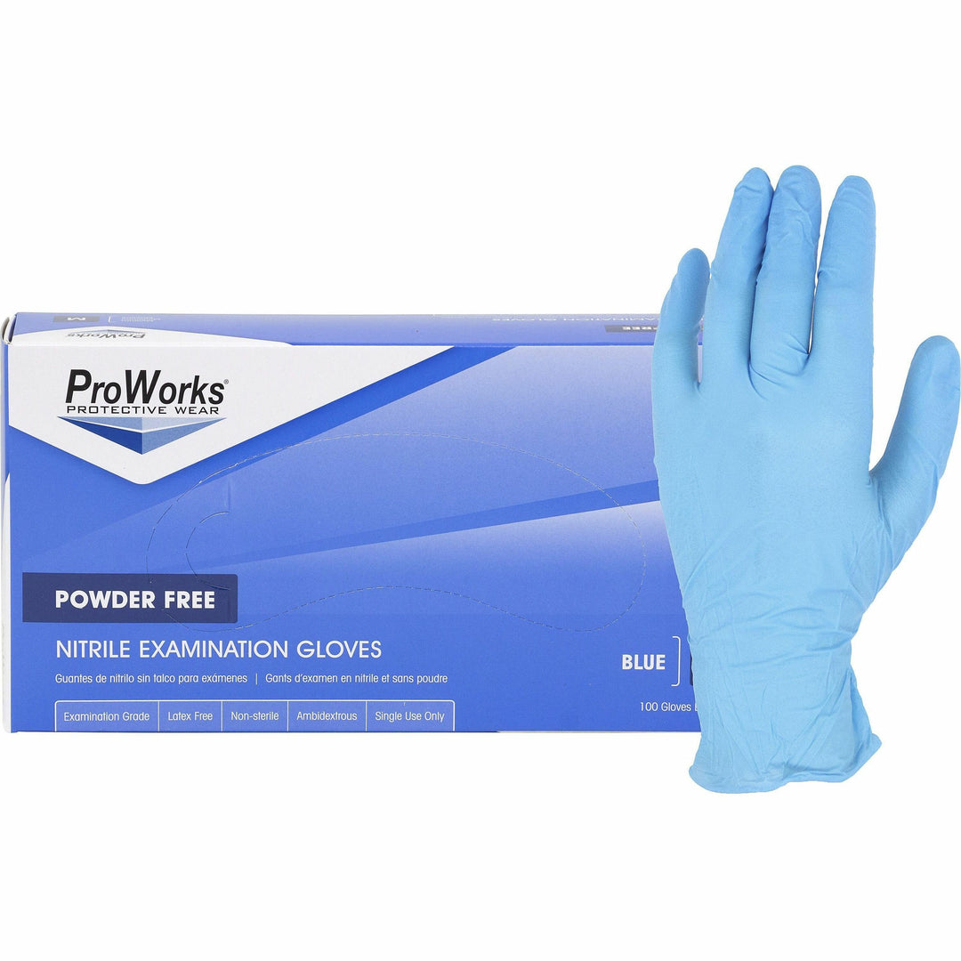 Image of HOSPECO® Gloves,Exam,Nitrile,4 mil,9-1/2"L,Medium,100/BX,10BX/CT,BE