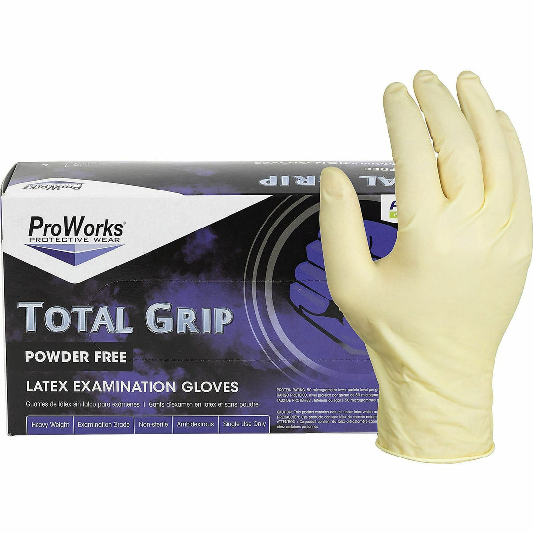 Image of HOSPECO® Gloves,Exam,Latex,8mil,9-2/5"L,Med,100/BX,10BX/CT,NL