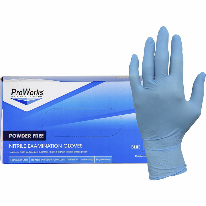 Image of HOSPECO® Gloves,Exam,Nitrile,5.5 mil,9-1/2"L,XL,100/BX,10BX/CT,BE