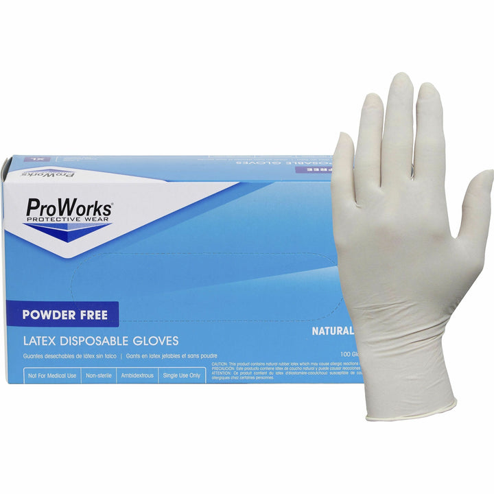 Image of HOSPECO® Gloves,Latex,Disposable,5 mil,9-1/2"L,XL,100/BX,10BX/CT,NL