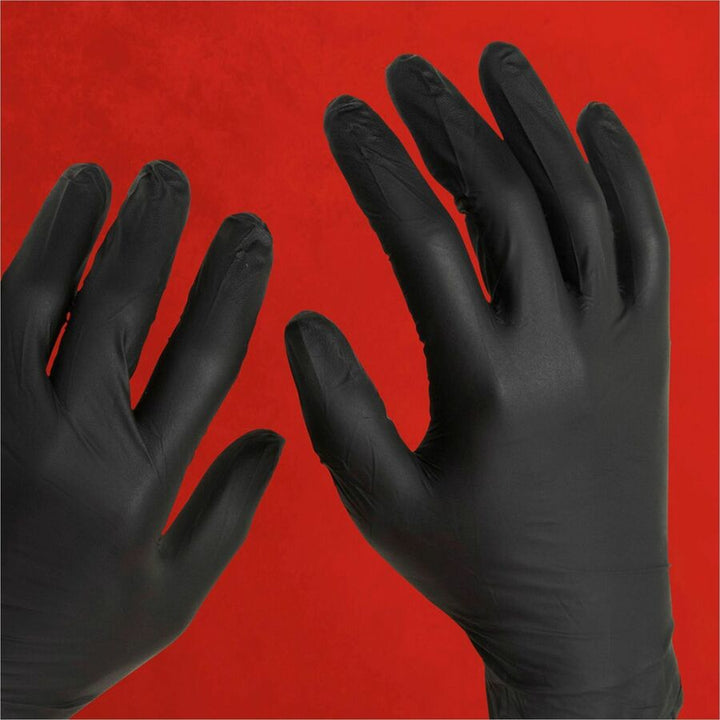 Image of HOSPECO® Gloves,Exam,Nitrile,4 mil,9-2/5"L,XL,90/BX,10BX/CT,BK