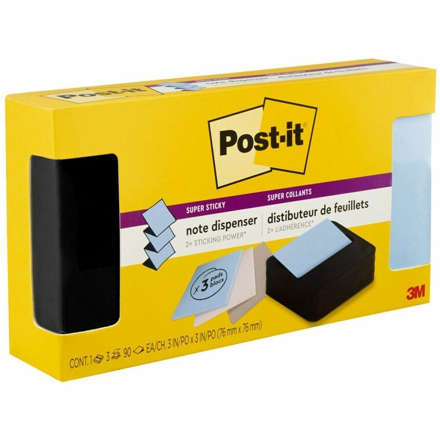 Image of Post-it® WAVE330BKVP Pop-up Note Wave Dispenser, 3" x 3", Black, 1 Pack
