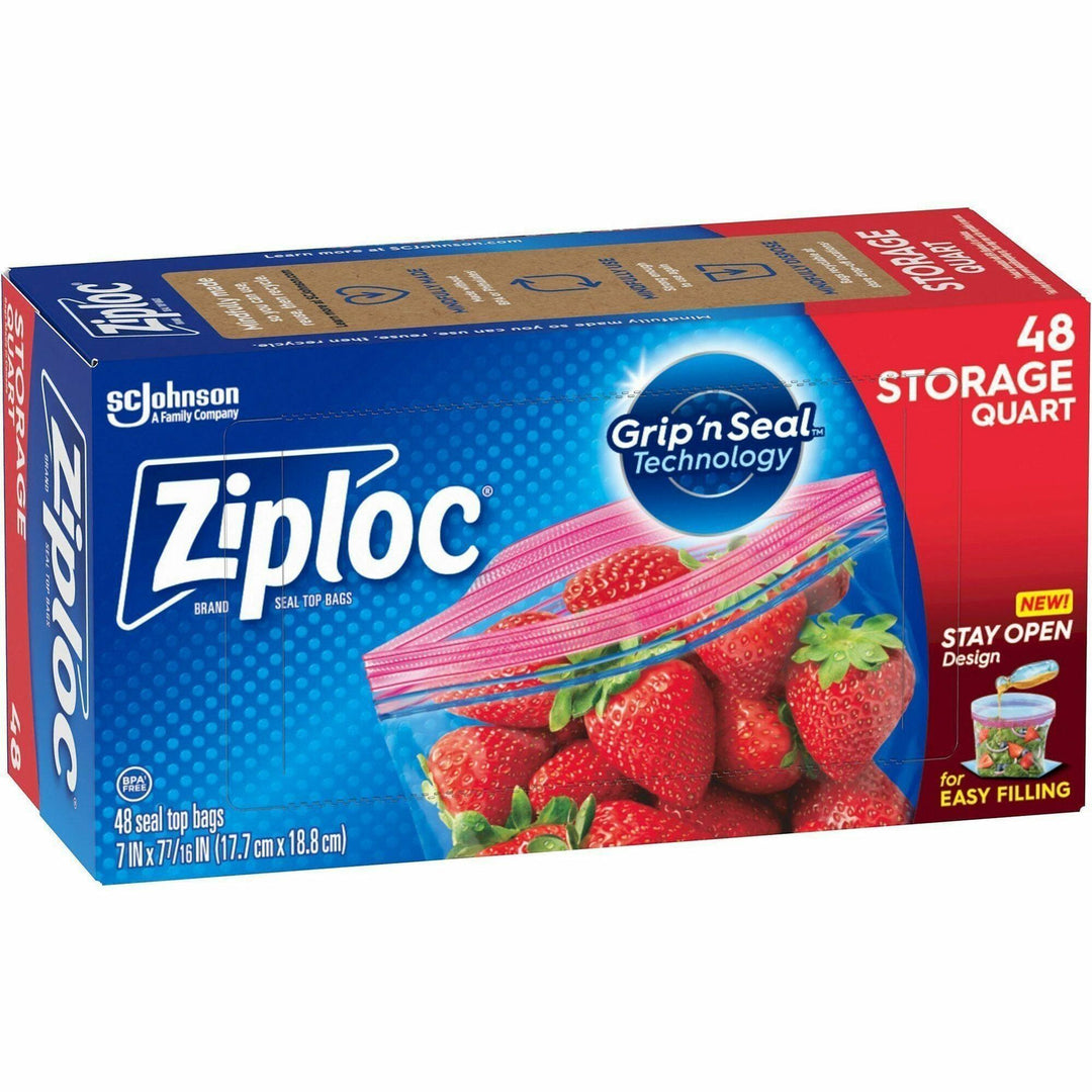 Image of Ziploc® 351317 Stand-Up Storage Bags, 1 quart Capacity, Blue, Kitchen, Storage, 48 / Box