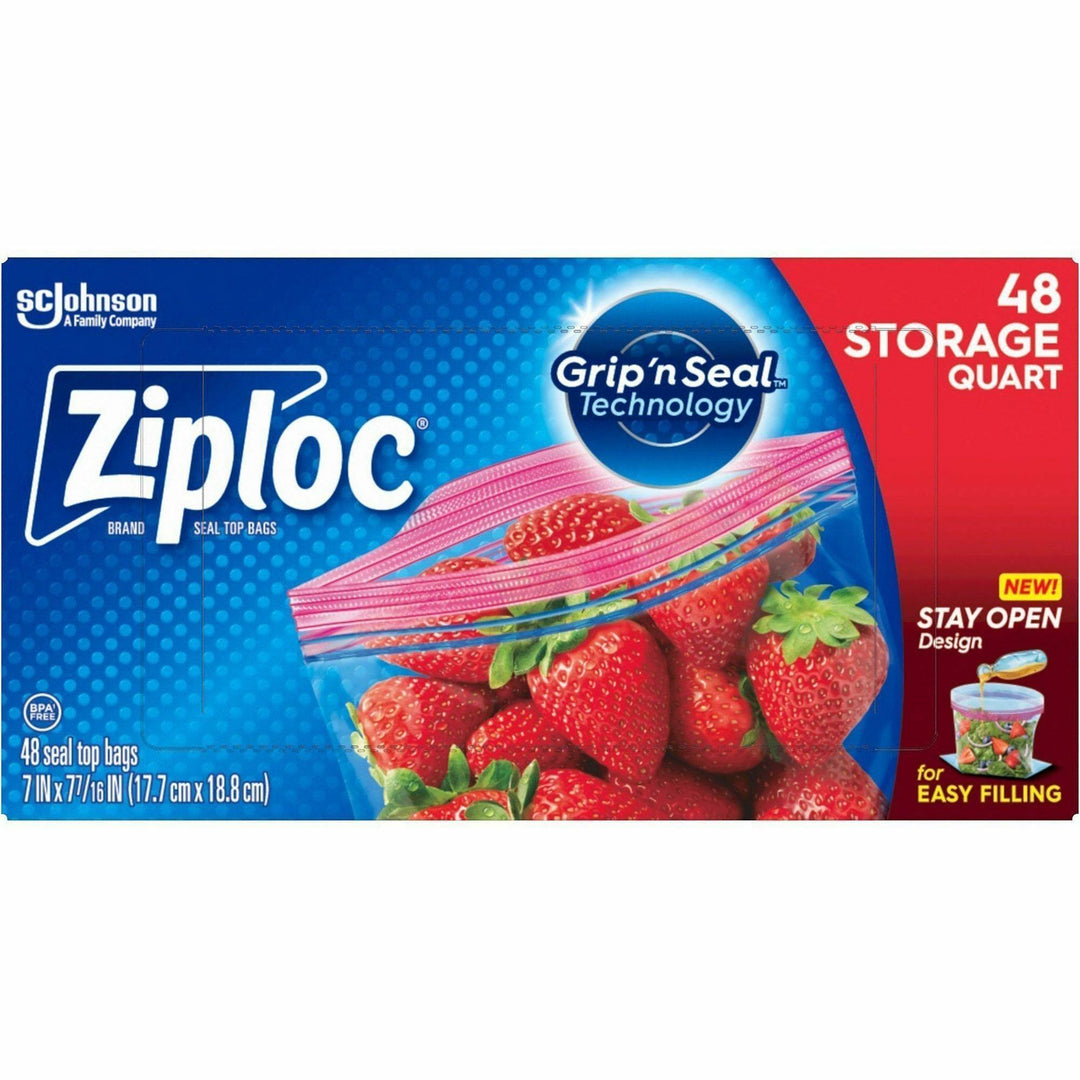 Image of Ziploc® 351317 Stand-Up Storage Bags, 1 quart Capacity, Blue, Kitchen, Storage, 48 / Box