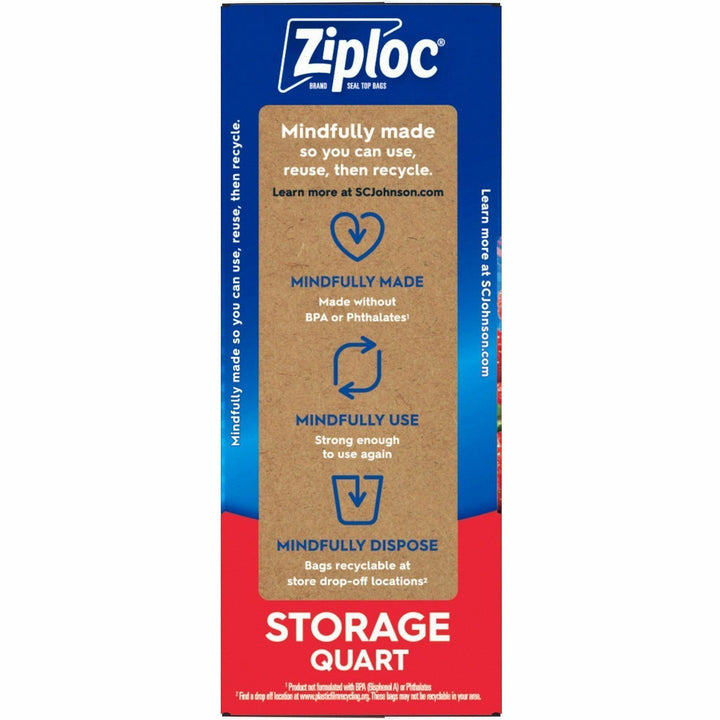 Image of Ziploc® 351317 Stand-Up Storage Bags, 1 quart Capacity, Blue, Kitchen, Storage, 48 / Box