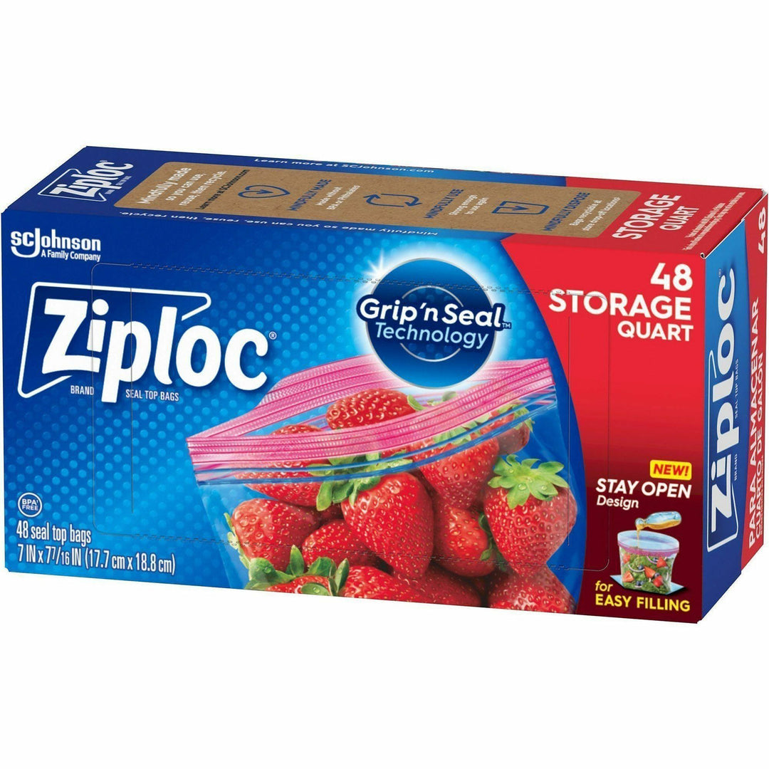 Image of Ziploc® 351317 Stand-Up Storage Bags, 1 quart Capacity, Blue, Kitchen, Storage, 48 / Box