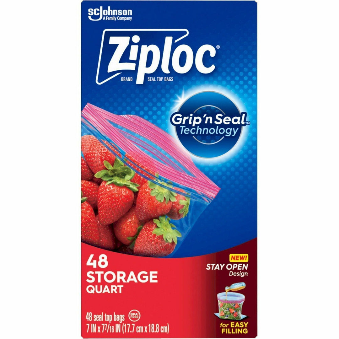 Image of Ziploc® 351317 Stand-Up Storage Bags, 1 quart Capacity, Blue, Kitchen, Storage, 48 / Box