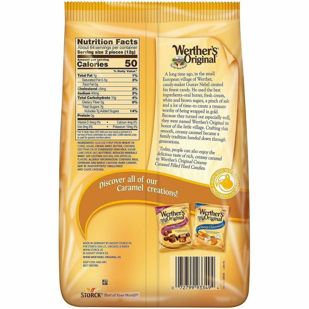 Image of Werther's Original 46055 Caramel Hard Candies, Creamy Caramel, 1.69 lb, 1 Each
