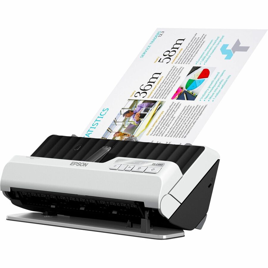 Image of Epson DS-C490 Sheetfed Scanner, 10-bit Color, 40 ppm (Mono), 40 ppm (Color), Duplex Scanning, USB, 1 Box