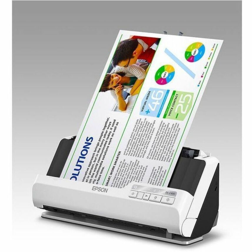 Image of Epson DS-C490 Sheetfed Scanner, 10-bit Color, 40 ppm (Mono), 40 ppm (Color), Duplex Scanning, USB, 1 Box