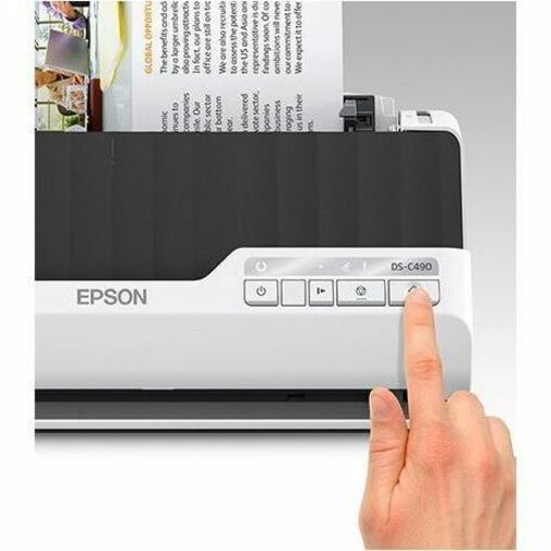 Image of Epson DS-C490 Sheetfed Scanner, 10-bit Color, 40 ppm (Mono), 40 ppm (Color), Duplex Scanning, USB, 1 Box