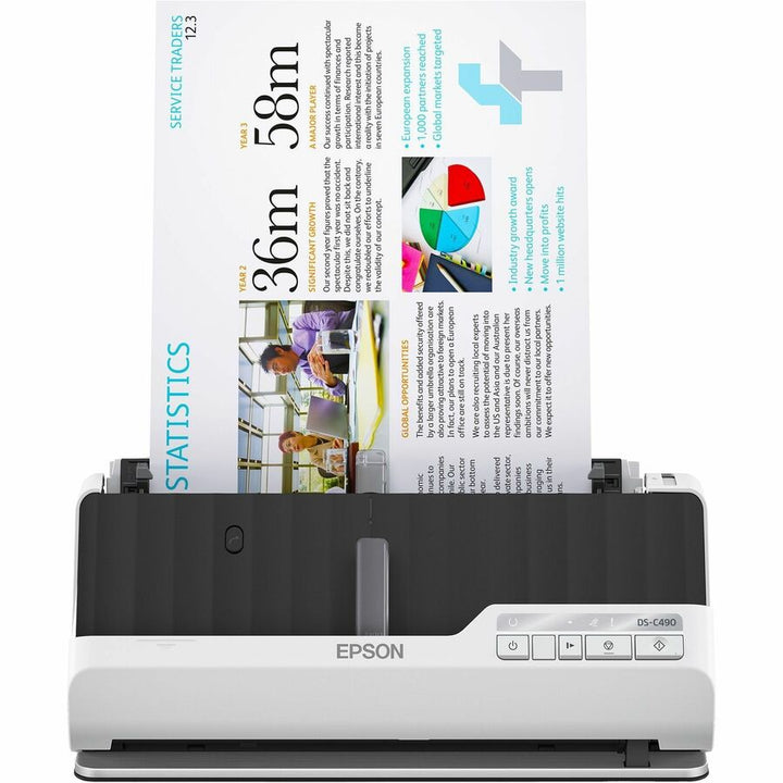 Image of Epson DS-C490 Sheetfed Scanner, 10-bit Color, 40 ppm (Mono), 40 ppm (Color), Duplex Scanning, USB, 1 Box