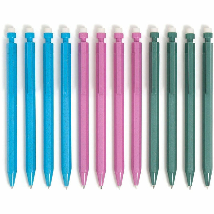 Image of U Brands 6591U01-24 U-Eco Speckled Hex Mechanical Pencils, 0.7 mm Green, Pink, Blue, Gray Lead, HB/#2, Refillable, Green, Pink, Blue Barrel, 1 Each