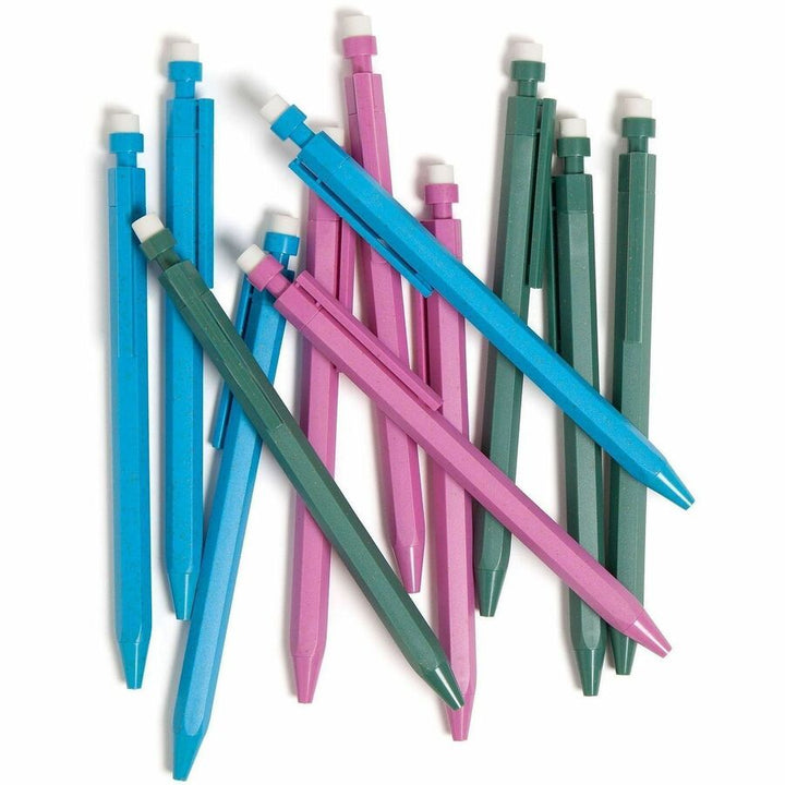 Image of U Brands 6591U01-24 U-Eco Speckled Hex Mechanical Pencils, 0.7 mm Green, Pink, Blue, Gray Lead, HB/#2, Refillable, Green, Pink, Blue Barrel, 1 Each