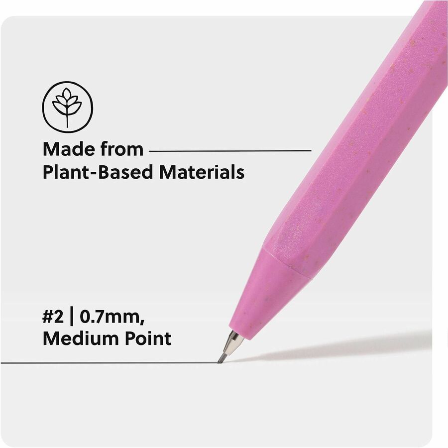 Image of U Brands 6591U01-24 U-Eco Speckled Hex Mechanical Pencils, 0.7 mm Green, Pink, Blue, Gray Lead, HB/#2, Refillable, Green, Pink, Blue Barrel, 1 Each