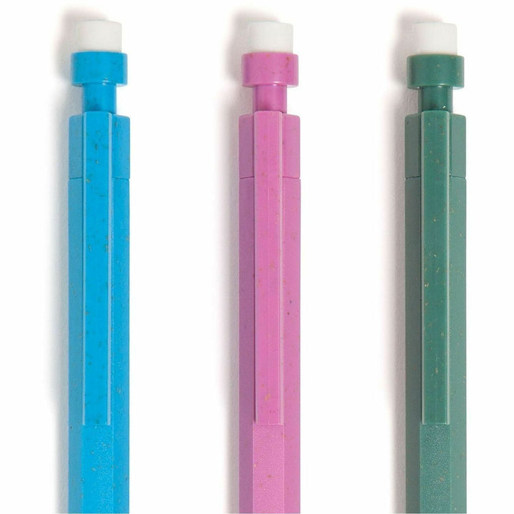 Image of U Brands 6591U01-24 U-Eco Speckled Hex Mechanical Pencils, 0.7 mm Green, Pink, Blue, Gray Lead, HB/#2, Refillable, Green, Pink, Blue Barrel, 1 Each