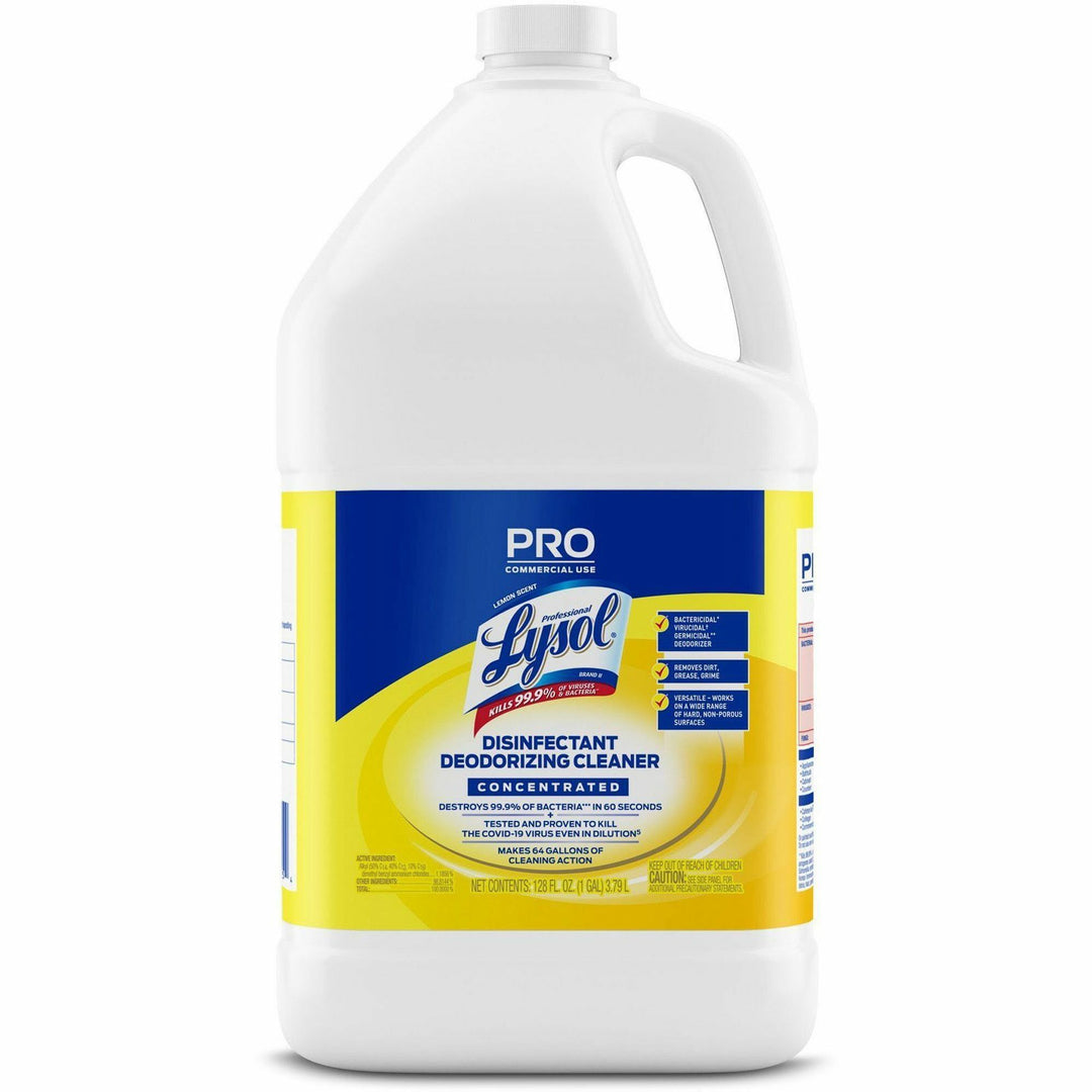 Image of Lysol 99985 Deodorizing Cleaner, Concentrate, 128 oz (8 lb), Lemon Scent, Disinfectant, Deodorize, Versatile, Yellow, 1 Each