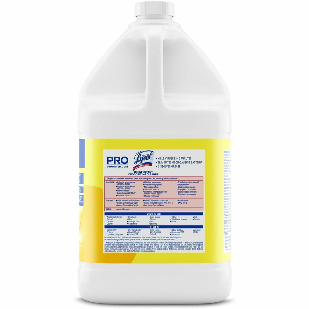 Image of Lysol 99985 Deodorizing Cleaner, Concentrate, 128 oz (8 lb), Lemon Scent, Disinfectant, Deodorize, Versatile, Yellow, 1 Each