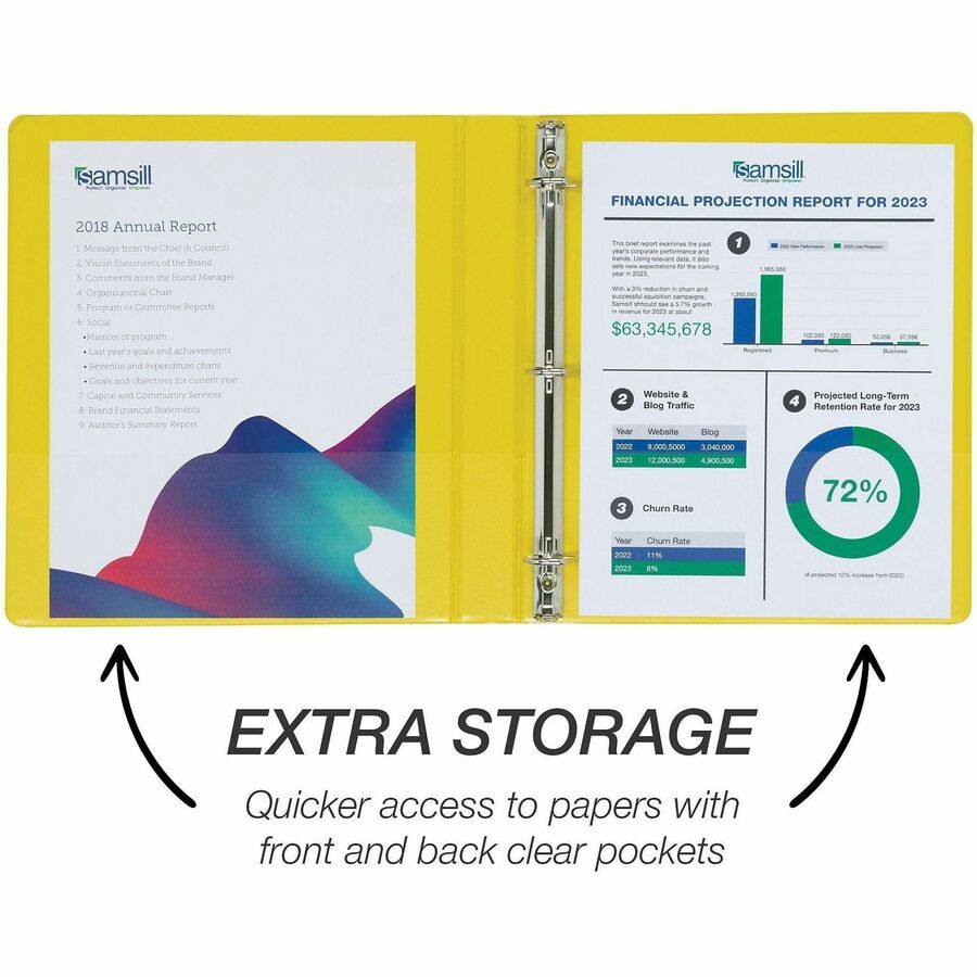 Image of Samsill® Binder,D-Rings,225-Sht Capacity,1"Cap,YW