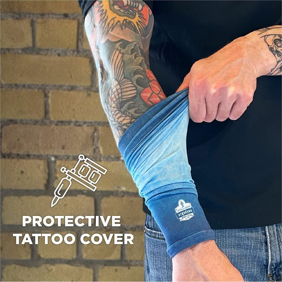 Image of Ergodyne Chill-Its 12195 6695 Sun Protection Arm Sleeves, Blue, UV Protection, Moisture Wicking, Stretchable, Machine Washable, 2 / Pair