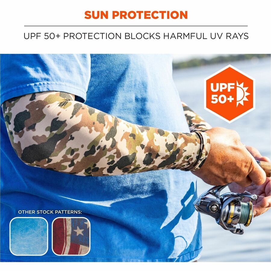 Image of Ergodyne Chill-Its 12195 6695 Sun Protection Arm Sleeves, Blue, UV Protection, Moisture Wicking, Stretchable, Machine Washable, 2 / Pair