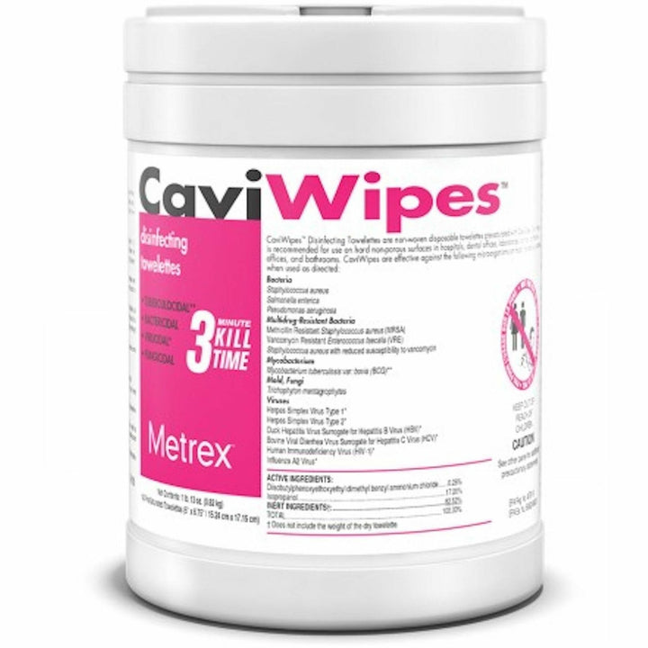 Image of Metrex Disinfectant Wipes,6"x6-3/4",160/Canister,12/CT,White