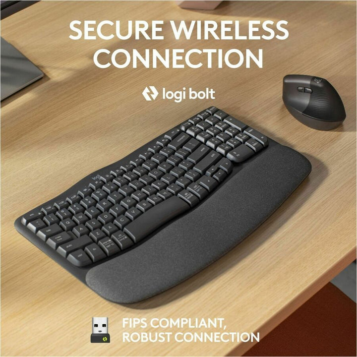 Image of Logitech® Keyboard,Wireless,Ergo Wave,Palm Rest,GPH