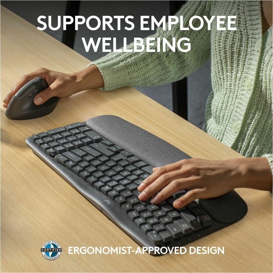Image of Logitech® Keyboard,Wireless,Ergo Wave,Palm Rest,GPH