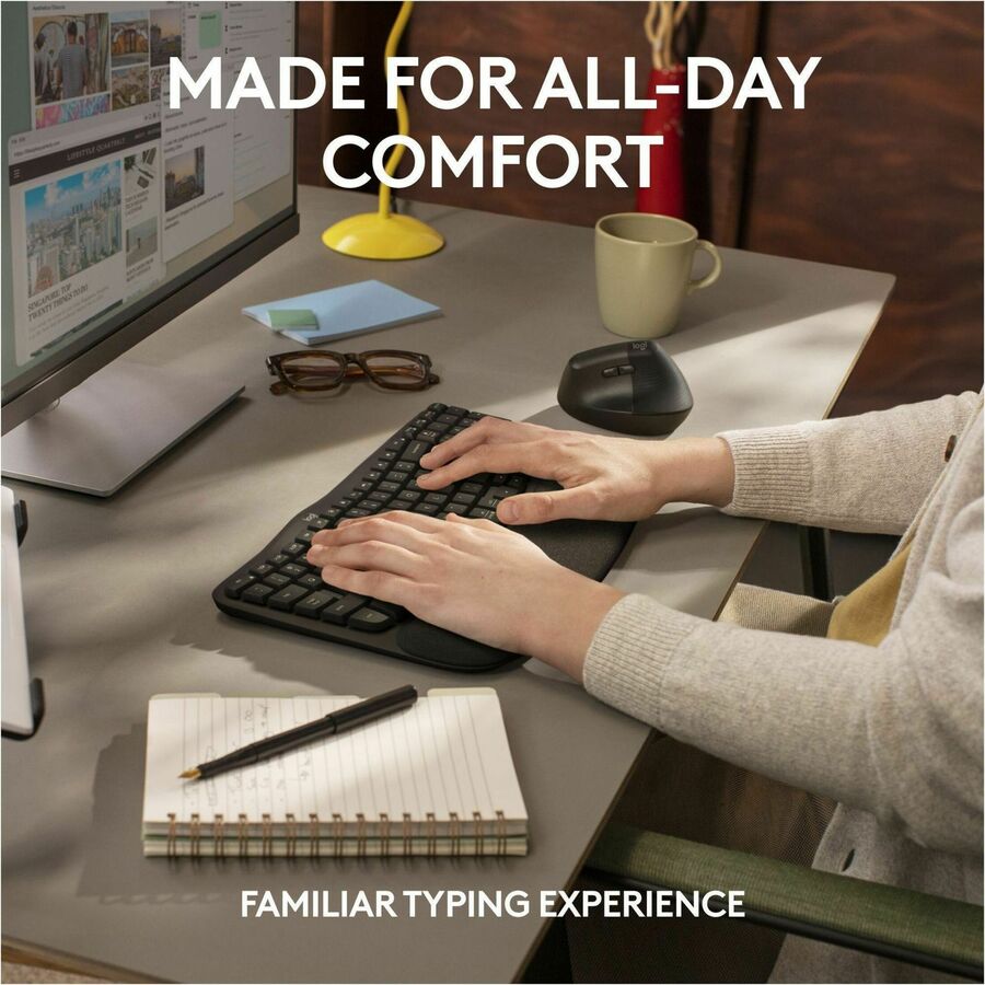 Image of Logitech® Keyboard,Wireless,Ergo Wave,Palm Rest,GPH
