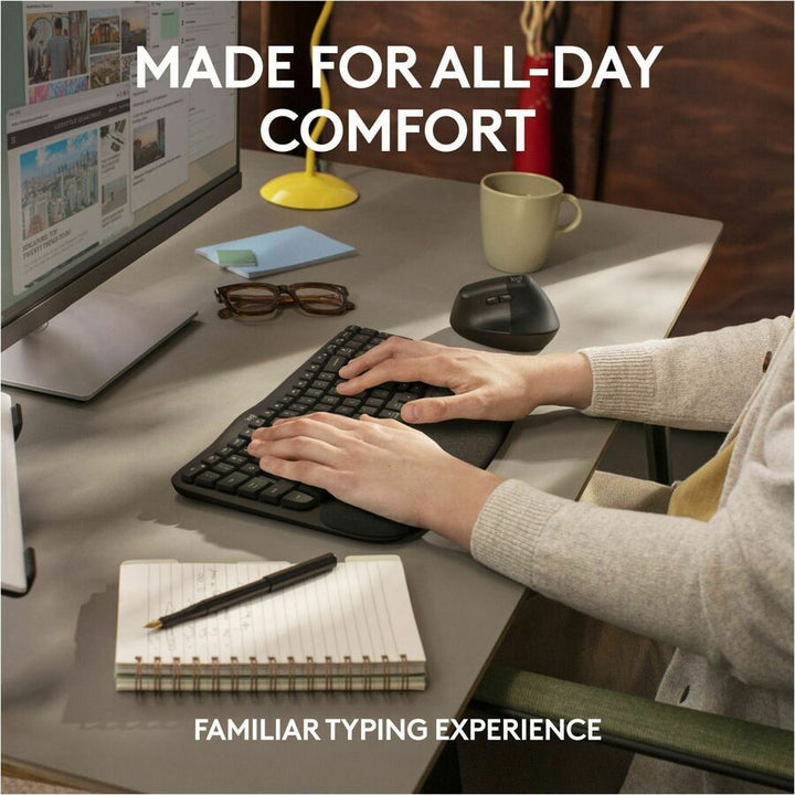 Image of Logitech® Keyboard,Wireless,Ergo Wave,Palm Rest,GPH