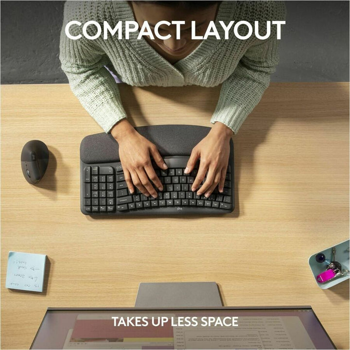 Image of Logitech® Keyboard,Wireless,Ergo Wave,Palm Rest,GPH