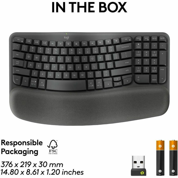 Image of Logitech® Keyboard,Wireless,Ergo Wave,Palm Rest,GPH