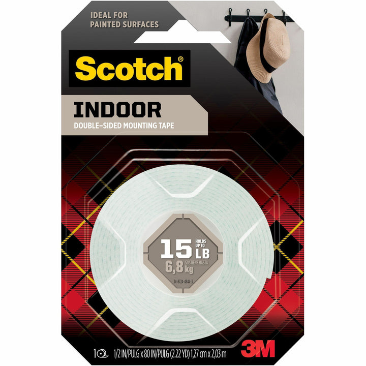 Image of Scotch 110S Mounting Tape, 6.25 ft Length x 0.50" Width, White, Foam, 1 Roll