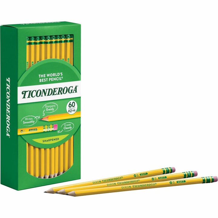 Image of Dixon® Pencil, w/ Eraser, No 2 Black Lead, 240/BX, Yellow Barrel